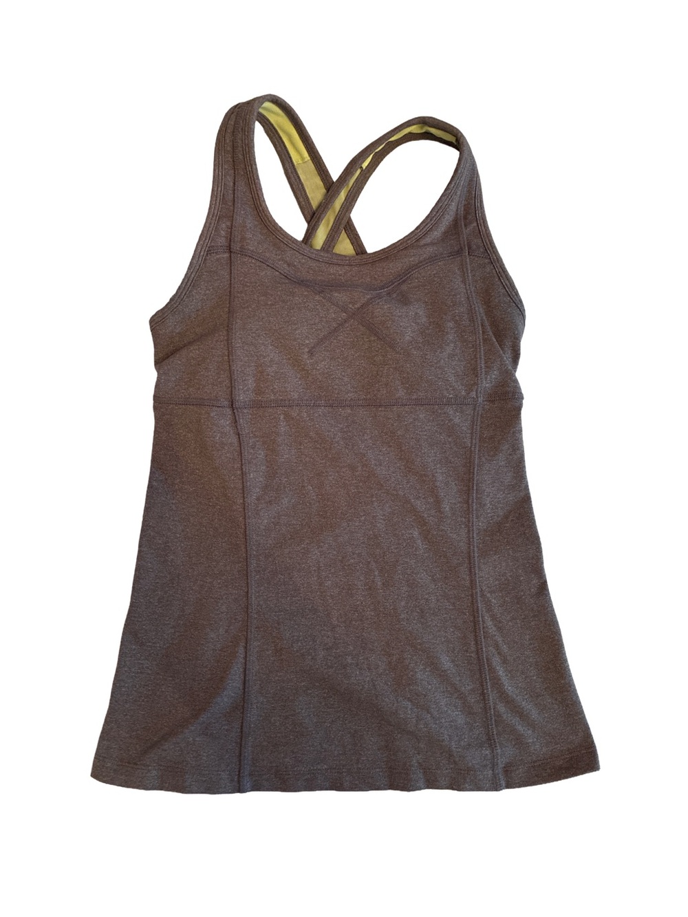 Athleta Gray Crossback Tank with Yellow Trim XXS